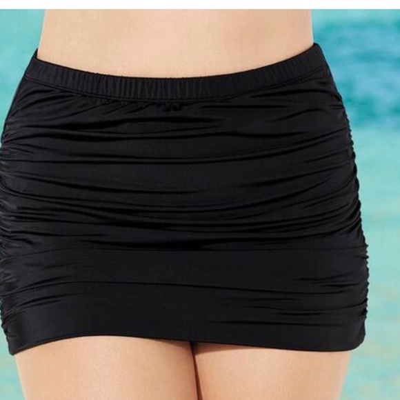 Swimsuits For All Swim Nwot Plus Size Shirred Highwaisted Black